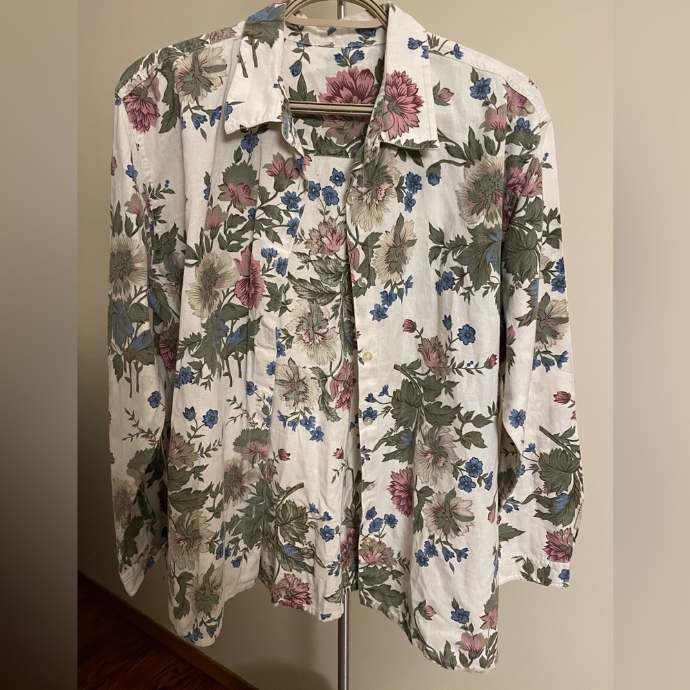 Floral Print cotton/linen shirt